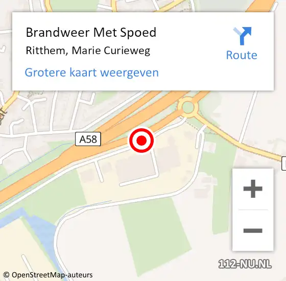 Locatie op kaart van de 112 melding: Brandweer Met Spoed Naar Ritthem, Marie Curieweg op 4 oktober 2018 20:00