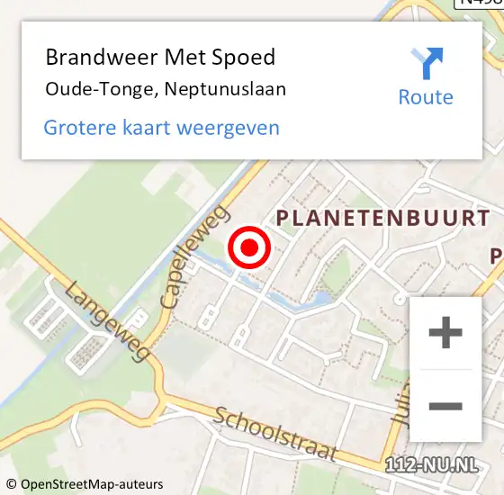 Locatie op kaart van de 112 melding: Brandweer Met Spoed Naar Oude-Tonge, Neptunuslaan op 4 oktober 2018 21:06