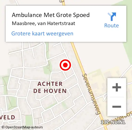 Locatie op kaart van de 112 melding: Ambulance Met Grote Spoed Naar Maasbree, van Hatertstraat op 10 maart 2014 20:41