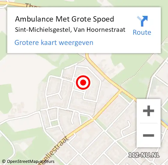 Locatie op kaart van de 112 melding: Ambulance Met Grote Spoed Naar Sint-Michielsgestel, Van Hoornestraat op 4 oktober 2018 23:50