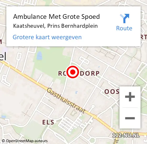 Locatie op kaart van de 112 melding: Ambulance Met Grote Spoed Naar Kaatsheuvel, Prins Bernhardplein op 5 oktober 2018 02:14