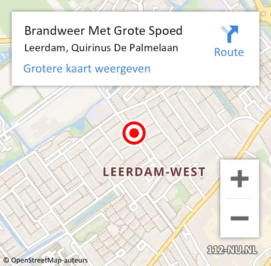 Locatie op kaart van de 112 melding: Brandweer Met Grote Spoed Naar Leerdam, Quirinus De Palmelaan op 5 oktober 2018 03:59