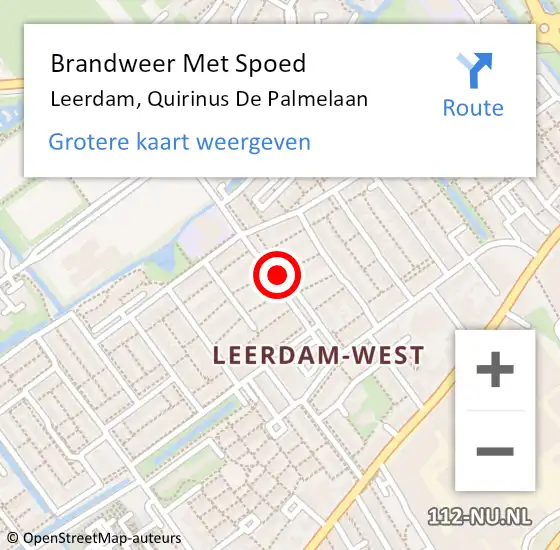 Locatie op kaart van de 112 melding: Brandweer Met Spoed Naar Leerdam, Quirinus De Palmelaan op 5 oktober 2018 04:14