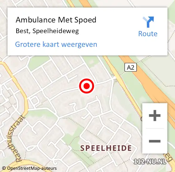Locatie op kaart van de 112 melding: Ambulance Met Spoed Naar Best, Speelheideweg op 5 oktober 2018 05:58