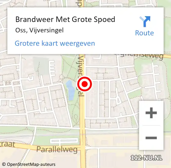 Locatie op kaart van de 112 melding: Brandweer Met Grote Spoed Naar Oss, Vijversingel op 5 oktober 2018 08:32