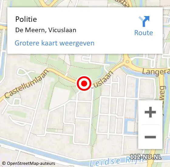 Locatie op kaart van de 112 melding: Politie De Meern, Vicuslaan op 5 oktober 2018 09:09