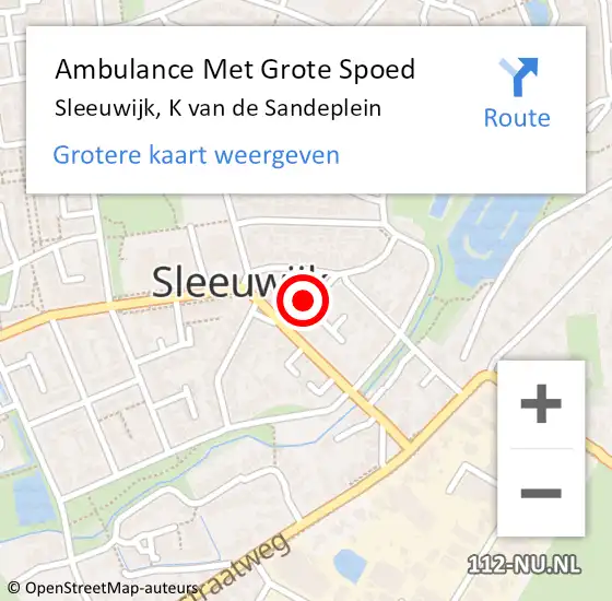 Locatie op kaart van de 112 melding: Ambulance Met Grote Spoed Naar Sleeuwijk, K van de Sandeplein op 5 oktober 2018 09:14