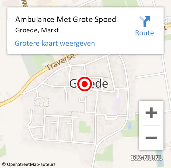 Locatie op kaart van de 112 melding: Ambulance Met Grote Spoed Naar Groede, Markt op 5 oktober 2018 09:47