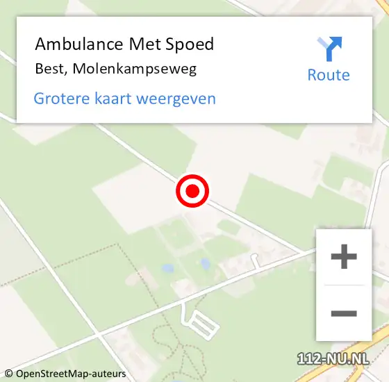 Locatie op kaart van de 112 melding: Ambulance Met Spoed Naar Best, Molenkampseweg op 5 oktober 2018 11:17