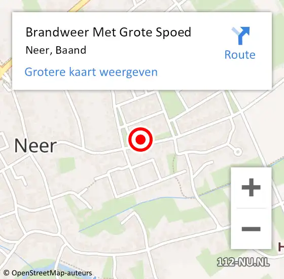 Locatie op kaart van de 112 melding: Brandweer Met Grote Spoed Naar Neer, Baand op 5 oktober 2018 11:45