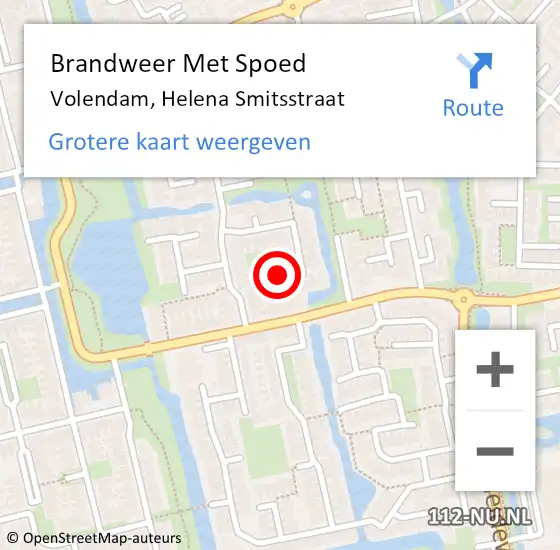 Locatie op kaart van de 112 melding: Brandweer Met Spoed Naar Volendam, Helena Smitsstraat op 5 oktober 2018 12:08