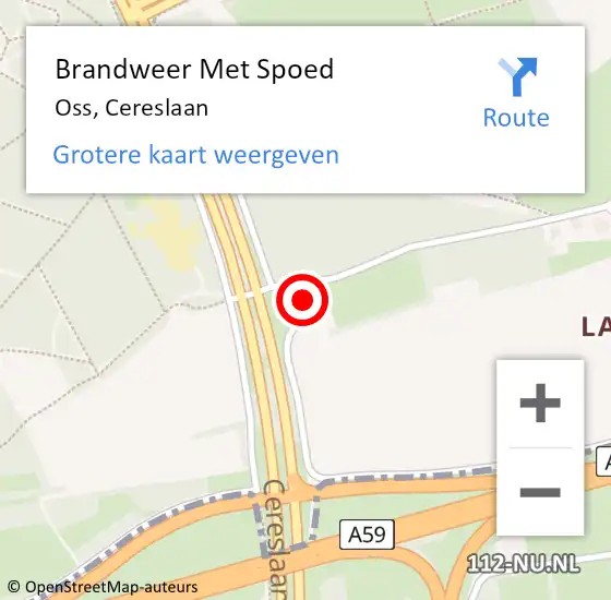 Locatie op kaart van de 112 melding: Brandweer Met Spoed Naar Oss, Cereslaan op 5 oktober 2018 12:26