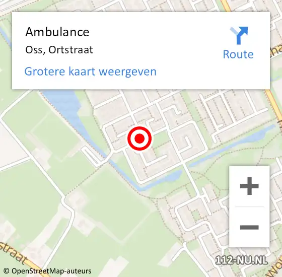 Locatie op kaart van de 112 melding: Ambulance Oss, Ortstraat op 5 oktober 2018 12:42