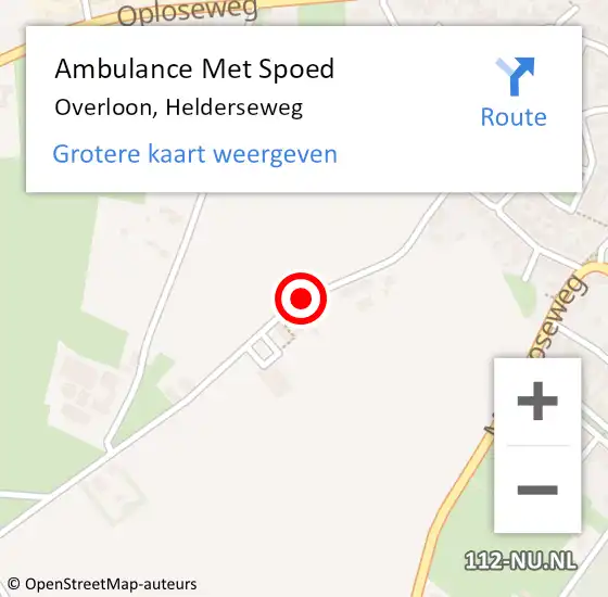 Locatie op kaart van de 112 melding: Ambulance Met Spoed Naar Overloon, Helderseweg op 5 oktober 2018 12:48