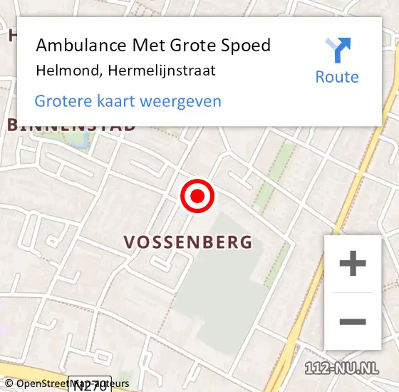 Locatie op kaart van de 112 melding: Ambulance Met Grote Spoed Naar Helmond, Hermelijnstraat op 5 oktober 2018 12:54