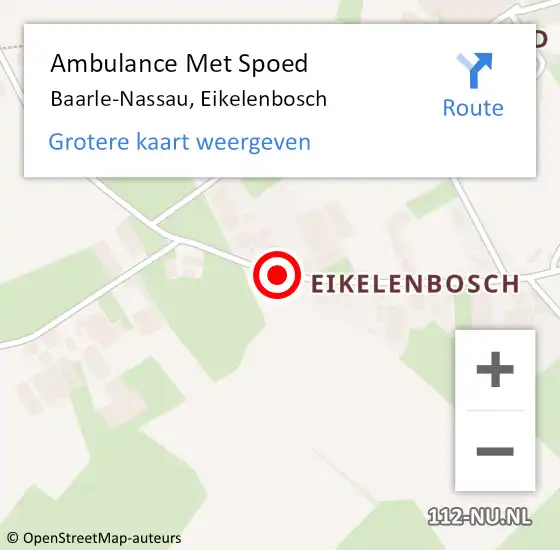 Locatie op kaart van de 112 melding: Ambulance Met Spoed Naar Baarle-Nassau, Eikelenbosch op 5 oktober 2018 13:36