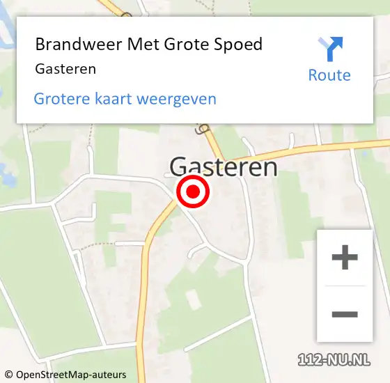 Locatie op kaart van de 112 melding: Brandweer Met Grote Spoed Naar Gasteren op 5 oktober 2018 13:54