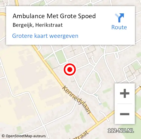 Locatie op kaart van de 112 melding: Ambulance Met Grote Spoed Naar Bergeijk, Herikstraat op 5 oktober 2018 14:07