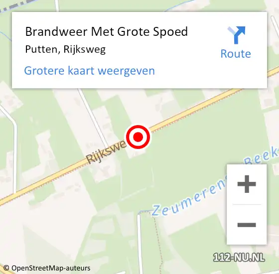 Locatie op kaart van de 112 melding: Brandweer Met Grote Spoed Naar Putten, Rijksweg op 5 oktober 2018 15:02