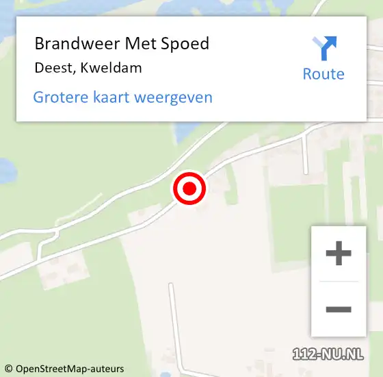 Locatie op kaart van de 112 melding: Brandweer Met Spoed Naar Deest, Kweldam op 5 oktober 2018 15:05