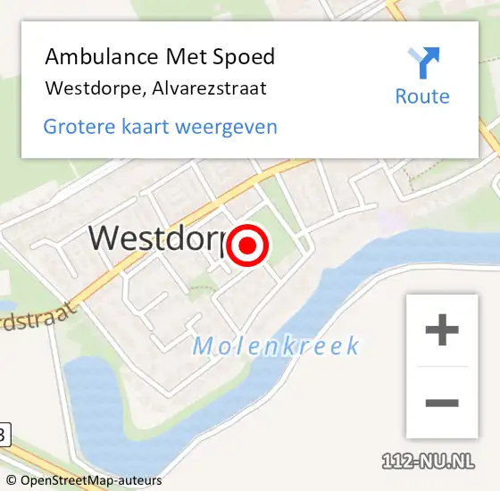 Locatie op kaart van de 112 melding: Ambulance Met Spoed Naar Westdorpe, Alvarezstraat op 5 oktober 2018 16:02