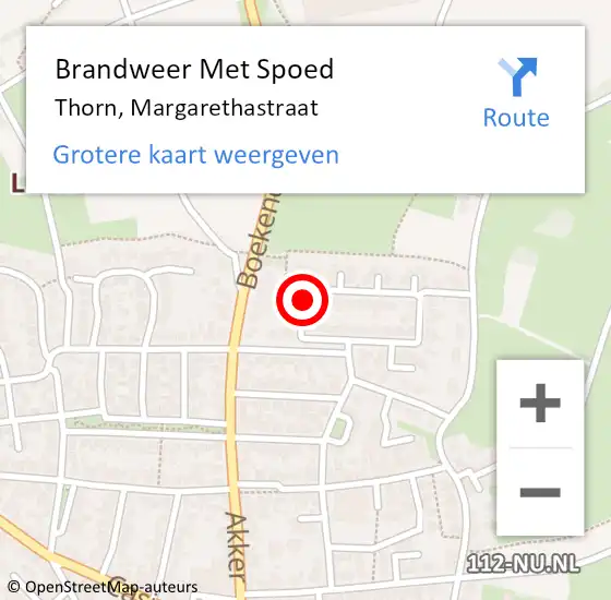 Locatie op kaart van de 112 melding: Brandweer Met Spoed Naar Thorn, Margarethastraat op 5 oktober 2018 16:12