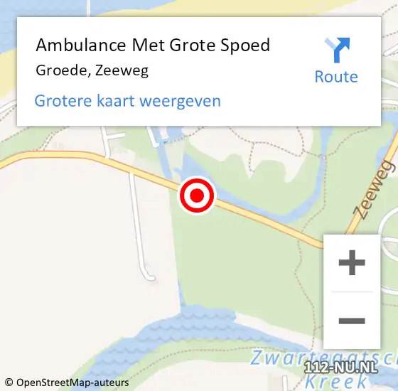 Locatie op kaart van de 112 melding: Ambulance Met Grote Spoed Naar Groede, Zeeweg op 5 oktober 2018 16:47