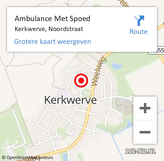 Locatie op kaart van de 112 melding: Ambulance Met Spoed Naar Kerkwerve, Noordstraat op 5 oktober 2018 16:48