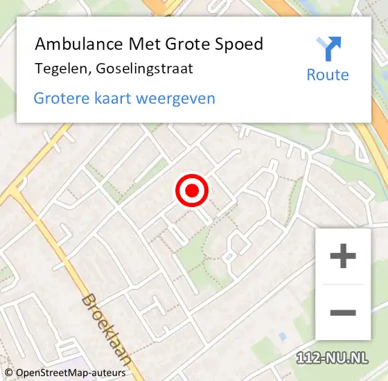 Locatie op kaart van de 112 melding: Ambulance Met Grote Spoed Naar Tegelen, Goselingstraat op 5 oktober 2018 17:29