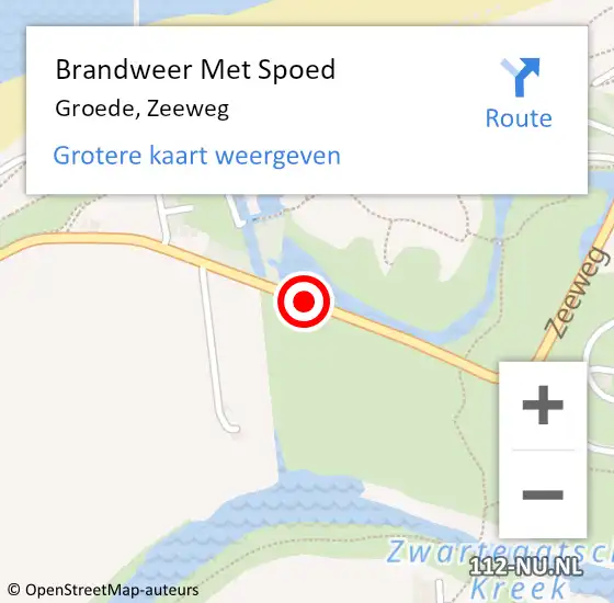 Locatie op kaart van de 112 melding: Brandweer Met Spoed Naar Groede, Zeeweg op 5 oktober 2018 17:42