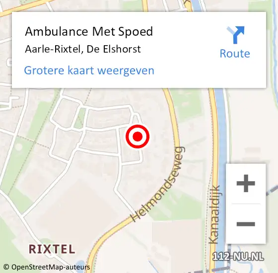 Locatie op kaart van de 112 melding: Ambulance Met Spoed Naar Aarle-Rixtel, De Elshorst op 5 oktober 2018 19:00