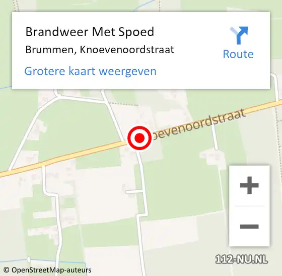 Locatie op kaart van de 112 melding: Brandweer Met Spoed Naar Brummen, Knoevenoordstraat op 5 oktober 2018 19:58