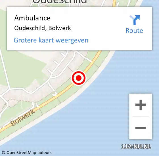 Locatie op kaart van de 112 melding: Ambulance Oudeschild, Bolwerk op 5 oktober 2018 20:19