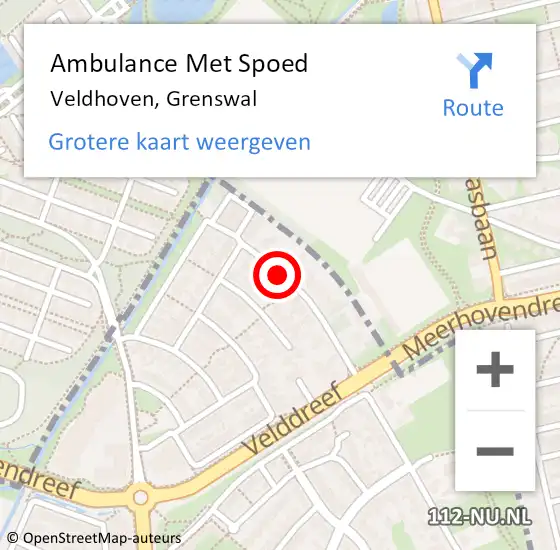 Locatie op kaart van de 112 melding: Ambulance Met Spoed Naar Veldhoven, Grenswal op 5 oktober 2018 20:36