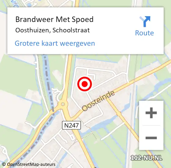 Locatie op kaart van de 112 melding: Brandweer Met Spoed Naar Oosthuizen, Schoolstraat op 5 oktober 2018 23:23