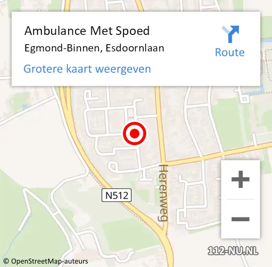 Locatie op kaart van de 112 melding: Ambulance Met Spoed Naar Egmond-Binnen, Esdoornlaan op 5 oktober 2018 23:28