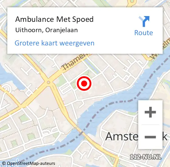 Locatie op kaart van de 112 melding: Ambulance Met Spoed Naar Uithoorn, Oranjelaan op 6 oktober 2018 00:19