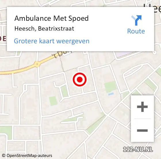 Locatie op kaart van de 112 melding: Ambulance Met Spoed Naar Heesch, Beatrixstraat op 6 oktober 2018 00:40