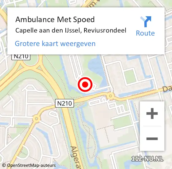 Locatie op kaart van de 112 melding: Ambulance Met Spoed Naar Capelle aan den IJssel, Reviusrondeel op 6 oktober 2018 01:08