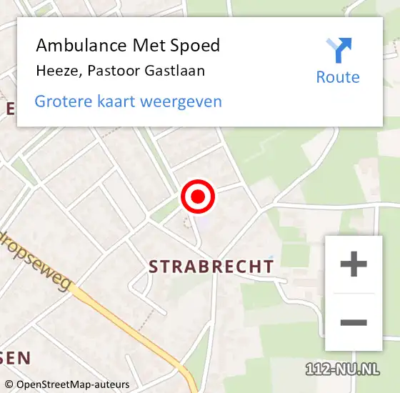 Locatie op kaart van de 112 melding: Ambulance Met Spoed Naar Heeze, Pastoor Gastlaan op 6 oktober 2018 01:47