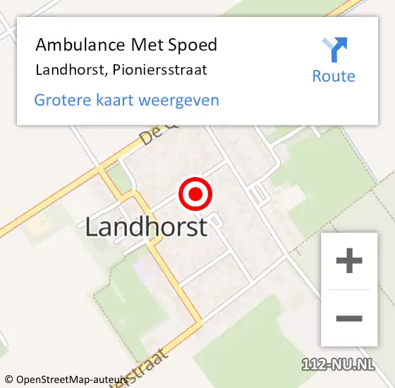 Locatie op kaart van de 112 melding: Ambulance Met Spoed Naar Landhorst, Pioniersstraat op 6 oktober 2018 02:06