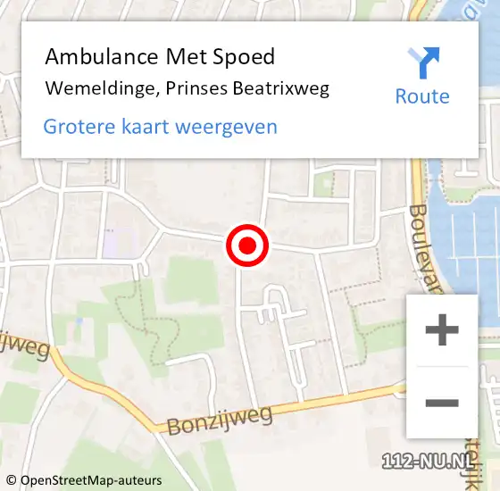 Locatie op kaart van de 112 melding: Ambulance Met Spoed Naar Wemeldinge, Prinses Beatrixweg op 6 oktober 2018 02:16