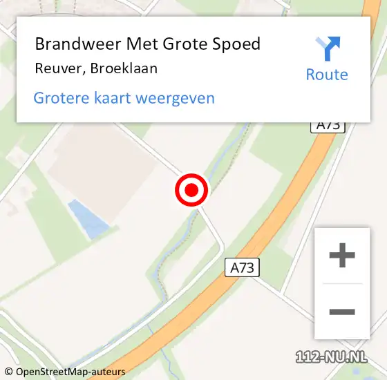 Locatie op kaart van de 112 melding: Brandweer Met Grote Spoed Naar Reuver, Broeklaan op 6 oktober 2018 03:05