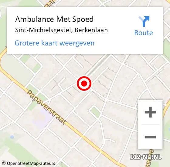 Locatie op kaart van de 112 melding: Ambulance Met Spoed Naar Sint-Michielsgestel, Berkenlaan op 6 oktober 2018 03:29