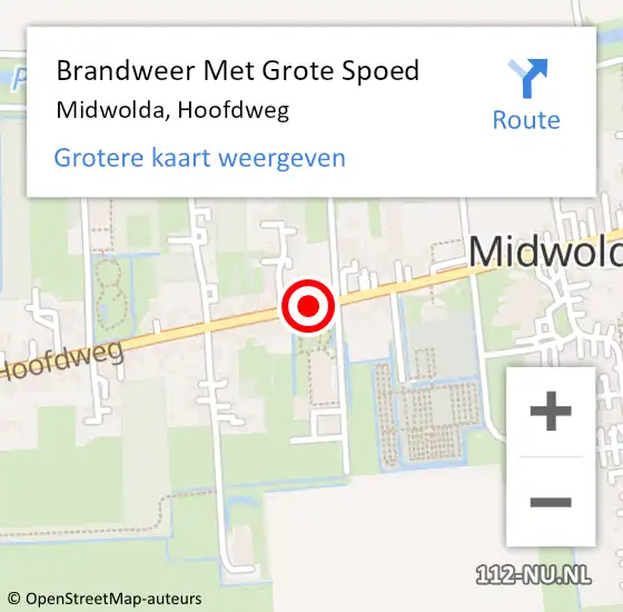 Locatie op kaart van de 112 melding: Brandweer Met Grote Spoed Naar Midwolda, Hoofdweg op 6 oktober 2018 04:42