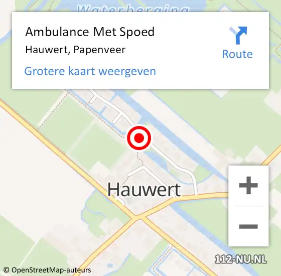 Locatie op kaart van de 112 melding: Ambulance Met Spoed Naar Hauwert, Papenveer op 6 oktober 2018 05:38