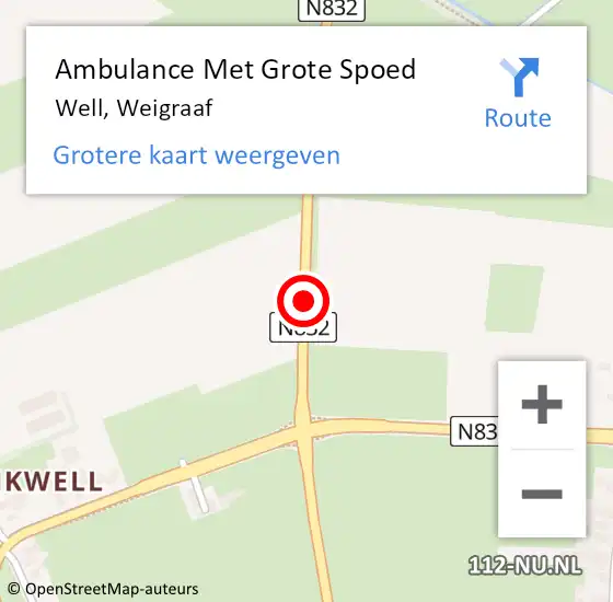 Locatie op kaart van de 112 melding: Ambulance Met Grote Spoed Naar Well, Weigraaf op 6 oktober 2018 06:09