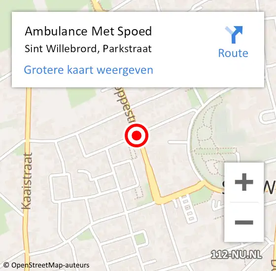 Locatie op kaart van de 112 melding: Ambulance Met Spoed Naar Sint Willebrord, Parkstraat op 6 oktober 2018 07:49