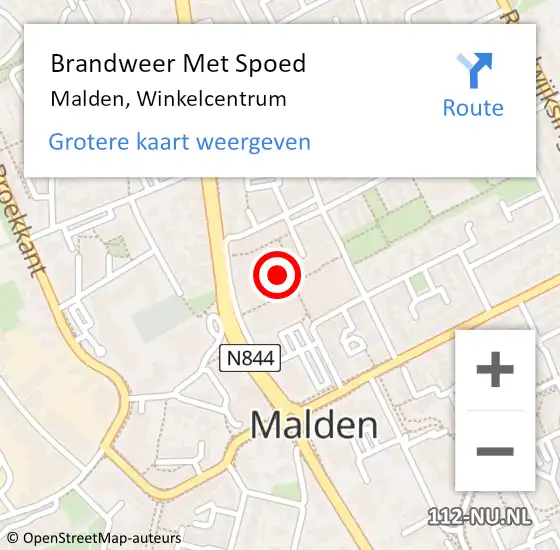 Locatie op kaart van de 112 melding: Brandweer Met Spoed Naar Malden, Winkelcentrum op 6 oktober 2018 09:23