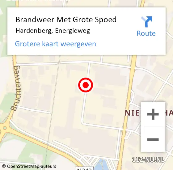 Locatie op kaart van de 112 melding: Brandweer Met Grote Spoed Naar Hardenberg, Energieweg op 6 oktober 2018 09:35